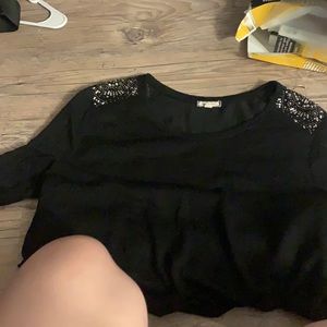 Women’s XL black sweater with beads and stones